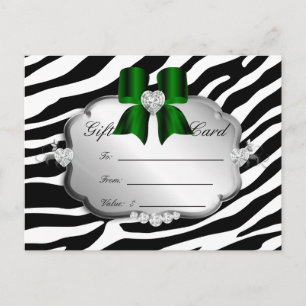 Salon Postcard Zebra Jewels Bow Grönt Vykort