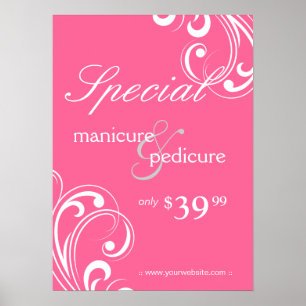 Salon Poster Spa Rosa & White Swirls 2
