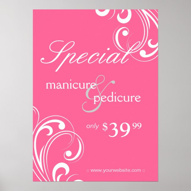 Salon Poster Spa Rosa & White Swirls 2 (Framsidan)