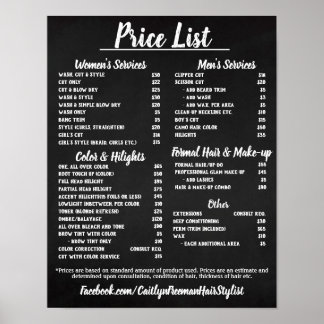 Salon Pris LIst Poster