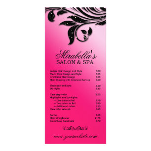 Salon Rack Card Juvelry Löv Blommigt Black Rosa Reklamkort