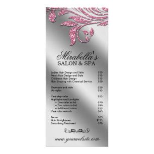 Salon Rack Card Juvelry Löv Blommigt Rosa Gnistra Reklamkort