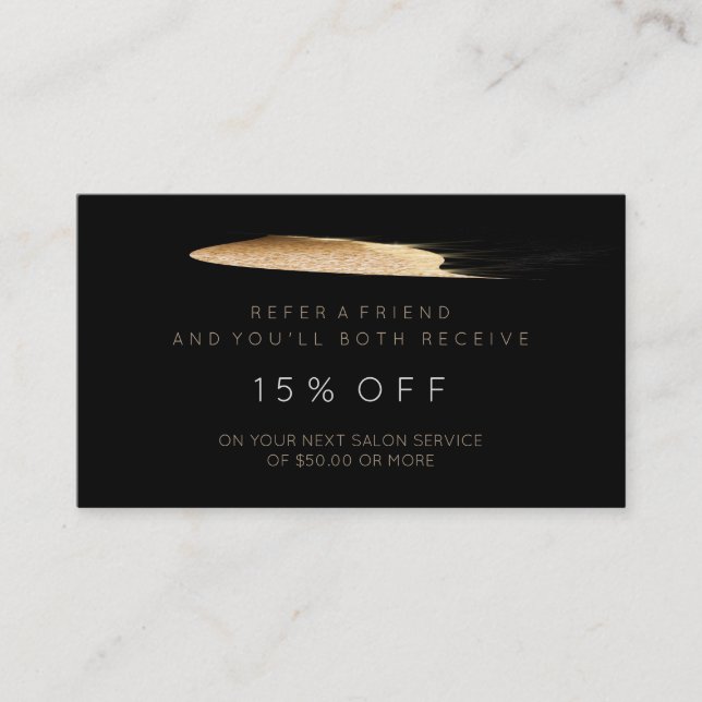 Salon-referenskort Black Guld Sparkly Glitter Vip Rabattkort (Framsida)