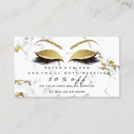 Salon-referenskort Makeup Guld Marble Lash White Rabattkort