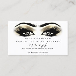 Salon-referenskort Makeup Lash Öga Guld White Rabattkort