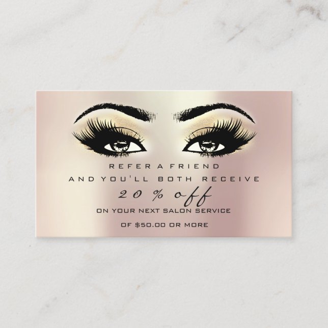 Salon-referenskort Makeup Ro Champaigne Lash Rabattkort (Framsida)