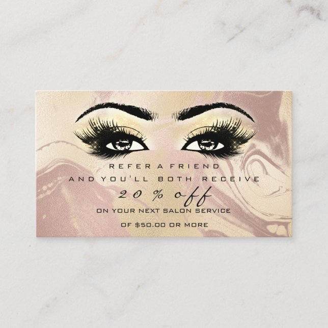 Salon Referenskort Marble Makeup Lash Extension Rabattkort (Framsida)