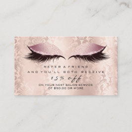 Salon Referral Card Damask Makeup Rosa Lash Glam