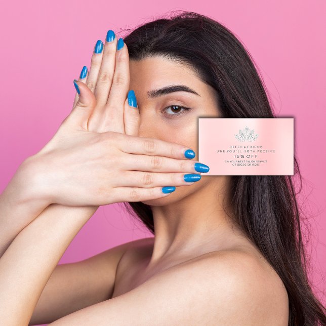 Salon Referral Card Silver Rosa VIP Diamond Lotus (Salon Referral Card Silver Pink VIP Diamond Lotus)