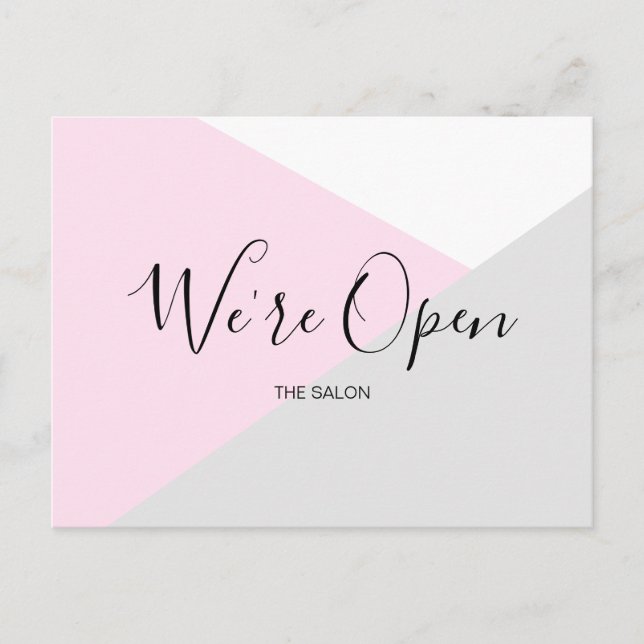 Salon Safety: Modern Rosa and Grått Reopening Anno Vykort (Framsida)