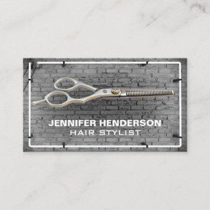 Salon Scissors Affärskortet Ljus i Brick Wall Visitkort
