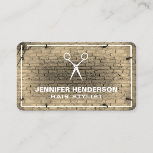 Salon Scissors Brick Wall Neon Ljus Business C Visitkort
