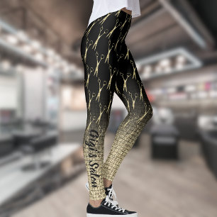 Salon Scissors Guld Glitter Gradient Monogram Leggings