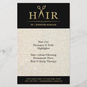 Salon Scissors guld Glitter Hair Stylist Salon Sis Flygblad