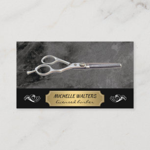 Salon Scissors Marble Metallisk Guld Visitkort