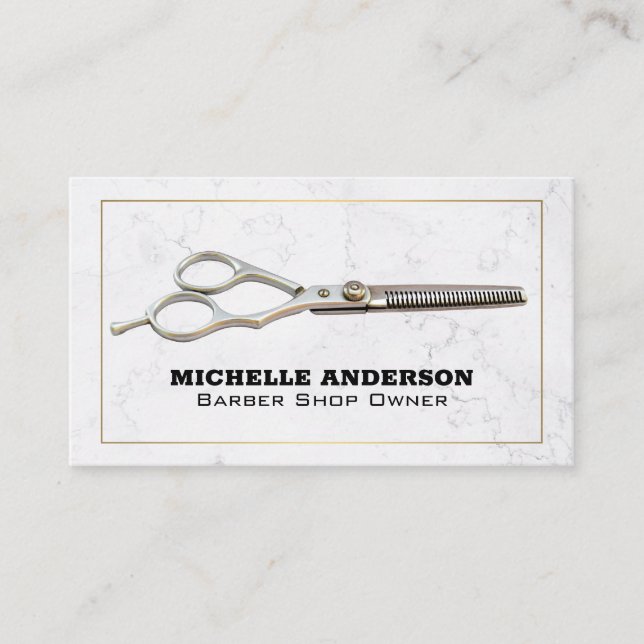 Salon Scissors | Marble Visitkort (Framsida)