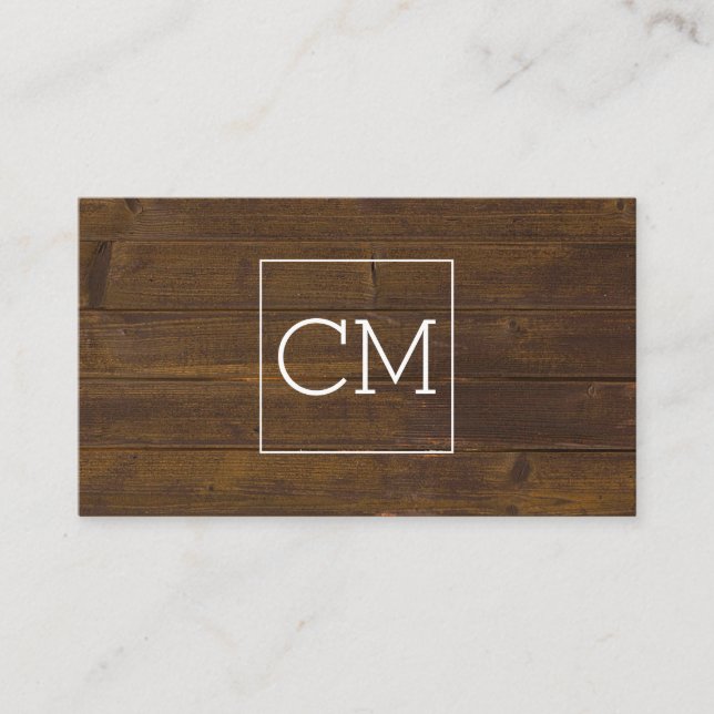 Salon Shears Rustic Monogram Wood Appointment Card Tidsbeställning Kort (Framsida)