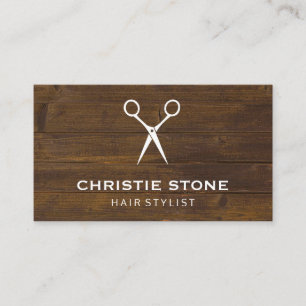 Salon Shears Rustic Wood Visitkort