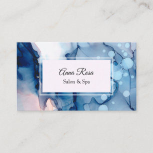 ~ Salon & Spa Abstrakt Blue Artistic Girly Chic Visitkort