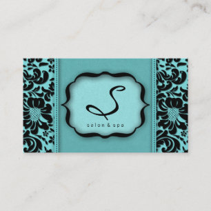 Salon Spa Affärskort Blue Damask Blommigt Visitkort