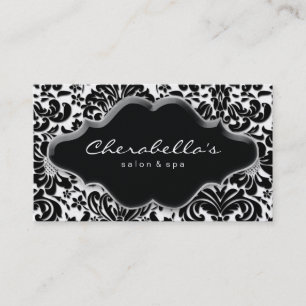 Salon Spa Affärskort Silver Platinum Damask Visitkort