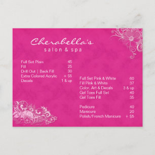 Salon Spa Blommigt Postcard Brochure Rosa Vykort