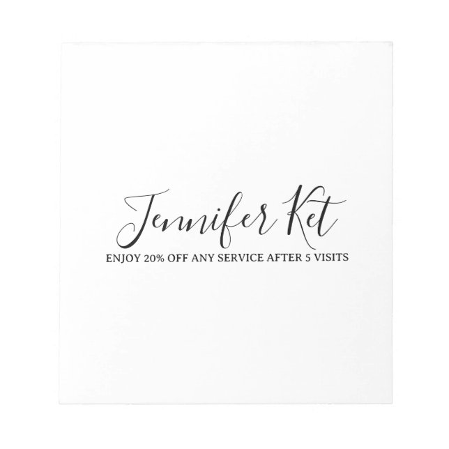 Salon spa business discount offer website visits a anteckningsblock (Framsida)