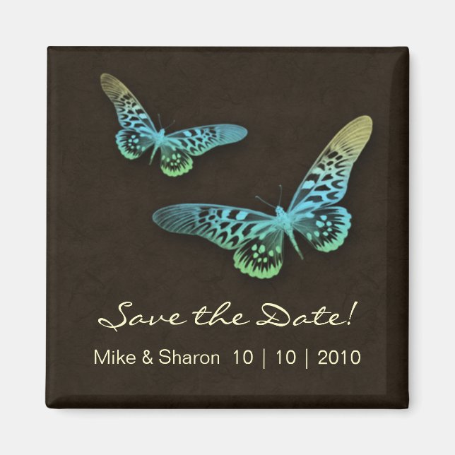Salon Spa Butterfly Magnet Brown Blue Gult (Framsidan)