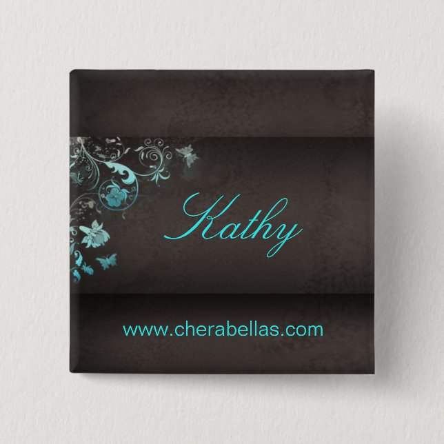 Salon Spa Butterfly Namn bricka Button Brooch Knapp (Framsida)