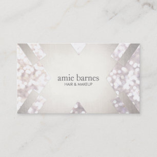 Salon & Spa Festive White Bokeh Silver Geometric Visitkort