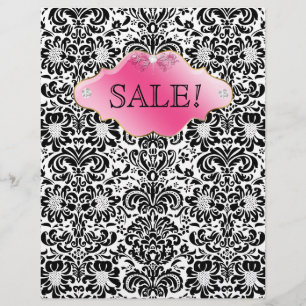 SALON Spa Flyer Blommigt Damask Rosa Guld BW