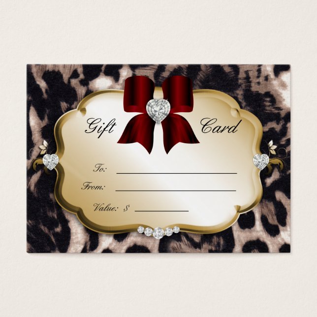 Salon Spa Gift Card Leopard Guld Vin Red Visitkort (Framsidan)