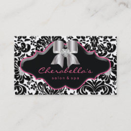 Salon Spa Jewelry Affärskort Rosa Damask Bow Visitkort