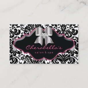 Salon Spa Jewelry Affärskort Rosa Damask Bow Visitkort