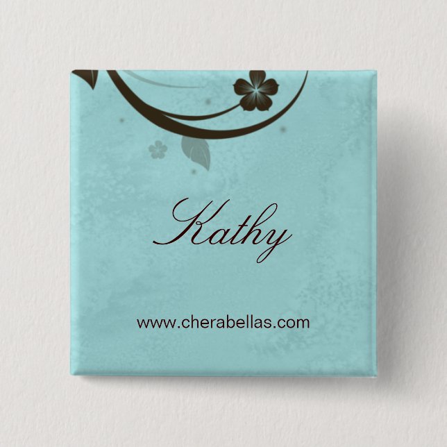 Salon Spa Namn bricka Button Brooch Watery blue Knapp (Framsida)