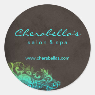 Salon Spa Sticker Turcos Blue Grönt Brown Runt Klistermärke