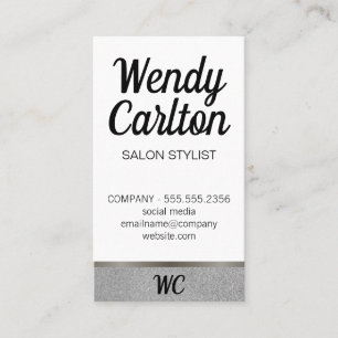 Salon Stylist/Modern Glamor Glitter / Monogram Visitkort