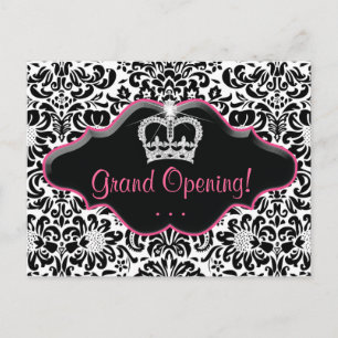 Salon vycard Damask Black White Rosa Ram Inbjudan Vykort