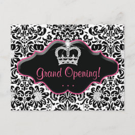 Salon vycard Damask Black White Rosa Ram Inbjudan Vykort