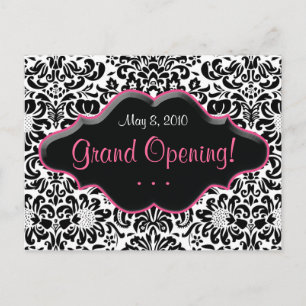 Salon vycard Damask Black White Rosa Ram Inbjudan Vykort