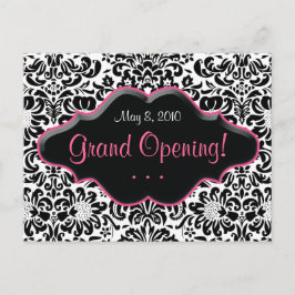 Salon vycard Damask Black White Rosa Ram Inbjudan Vykort
