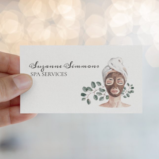 Salon Watercolor Spa Services Facials Visitkort (Skapare uppladdad)