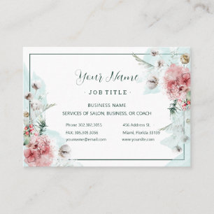Salon Wintry Watercolor Blommigt Visitkort
