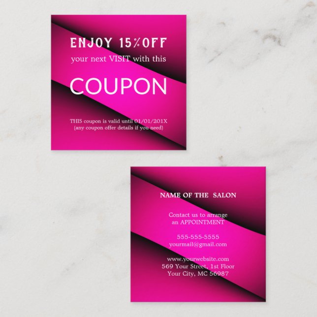 Salonförråd av lyxolja Silver Glitter Rabattkort (Fram/baksida)