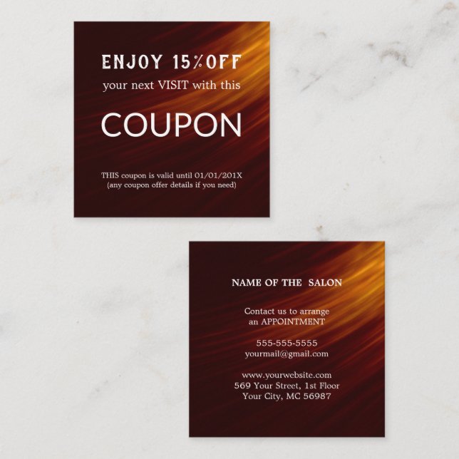 Salonförråd av lyxolja Silver Glitter Rabattkort (Fram/baksida)