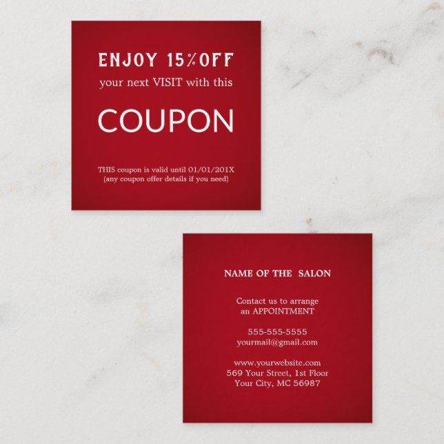 Salonförråd av lyxolja Silver Glitter Rabattkort (Fram/baksida)