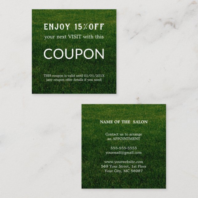 Salonförråd av lyxolja Silver Glitter Rabattkort (Fram/baksida)