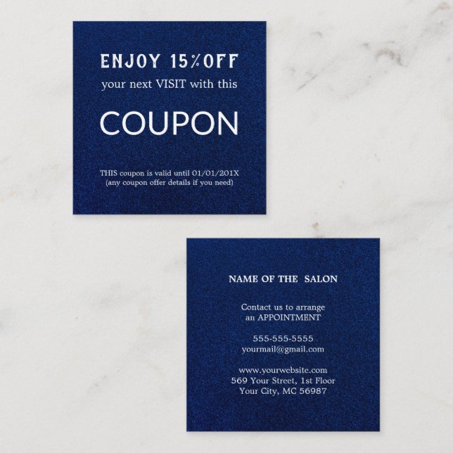 Salonförråd av lyxolja Silver Glitter Rabattkort (Fram/baksida)