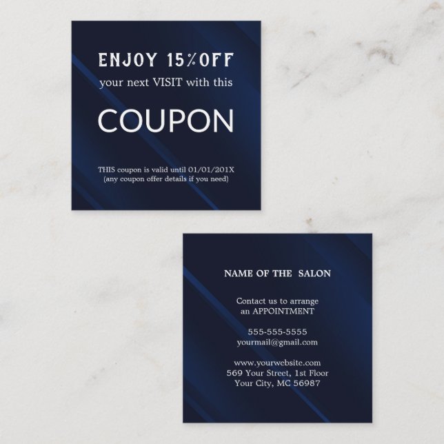 Salonförråd av lyxolja Silver Glitter Rabattkort (Fram/baksida)