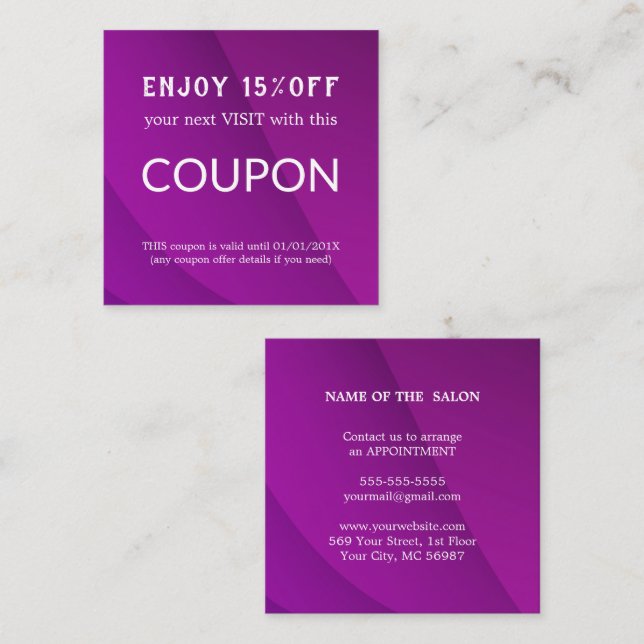 Salonförråd av lyxolja Silver Glitter Rabattkort (Fram/baksida)